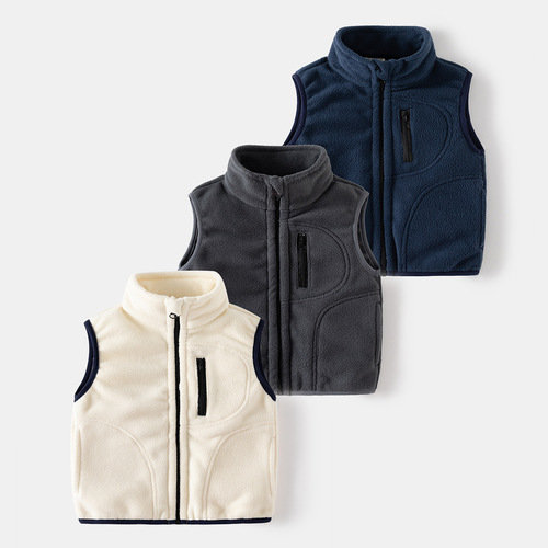 Children's new winter and autumn standing collar vest, unisex, fleece-lined puffer jacket, wholesale, baby warm vest