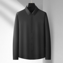 速卖通大码男装长袖衬衣春秋新款胖哥商务休闲纯色职业衬衫加肥大