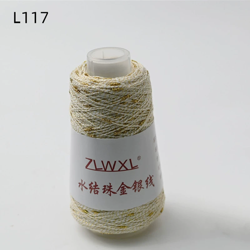 Woven silk threads handmade, 50 gram, gold and silver