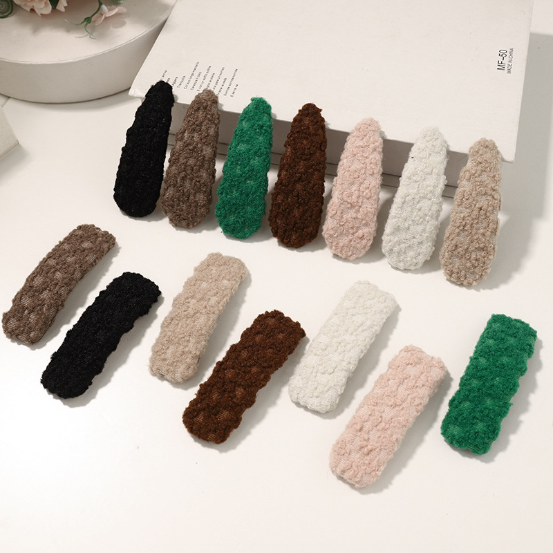 Woolen Hairpin Korean Solid Color Headdress Bangs Clip 2021 New Hair Accessory display picture 3