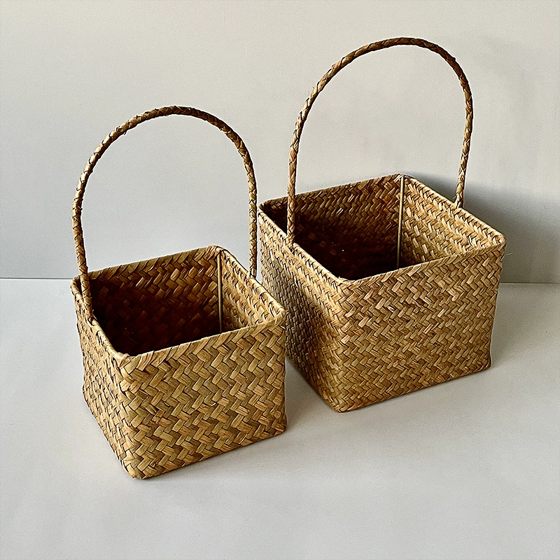 Строк woven handheld basket, flower shop for kindergarten, gift box, (Physicals)