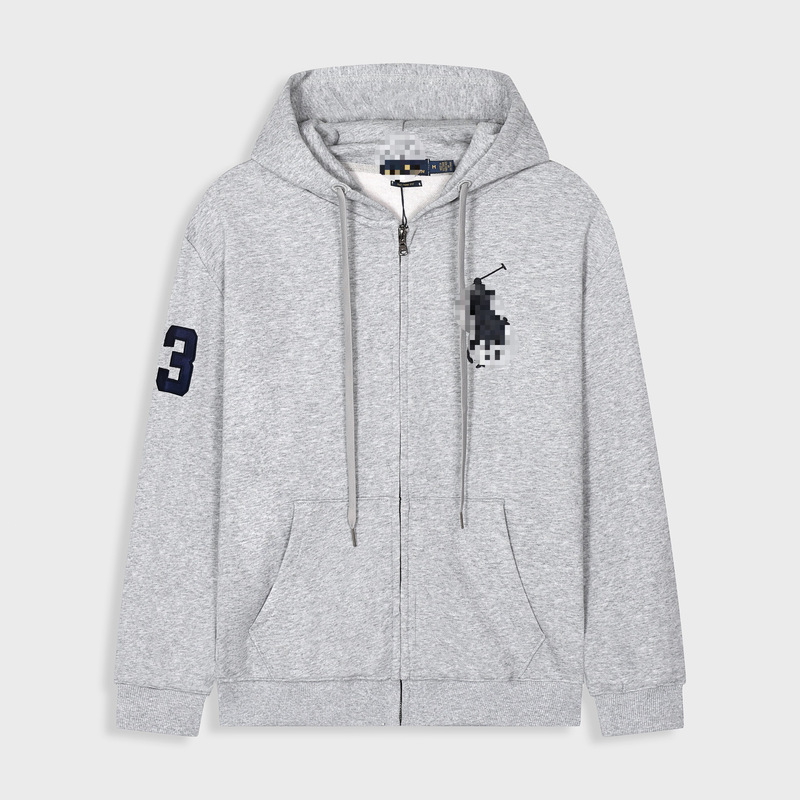 Cross-Border Malaysian Brand Men's Ralph Rl Hooded Casual Zip-Up Sweatshirt, Spring and Autumn Embroidered Loose Oversized Polo
