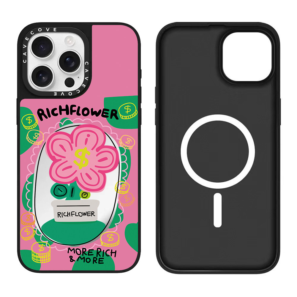 RICH FLOWER 돈 꽃 금에 꽃 추가 적용 애플 17promax 휴대전화 케이스 16 창의 15 마년