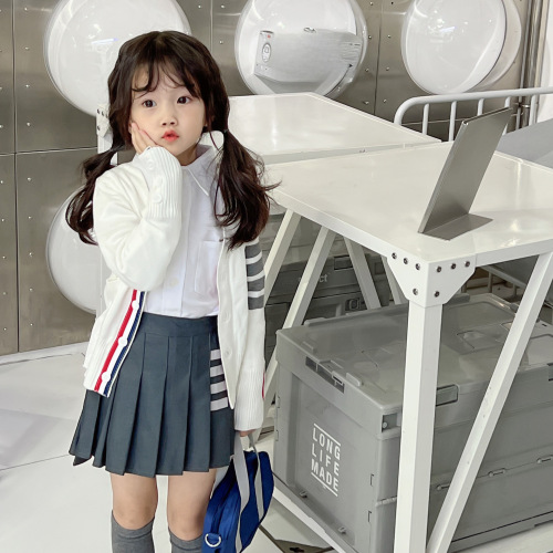 Women's Children's Spring and Autumn High-Waist Pleated Skirt New Half-Skirt Top and Sweater College Style Set Trendy