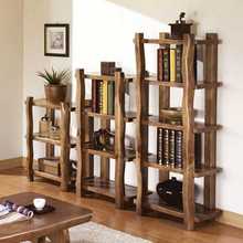复古木质置物架书架中式书柜纯实木仿古简约现代木色落地收纳架
