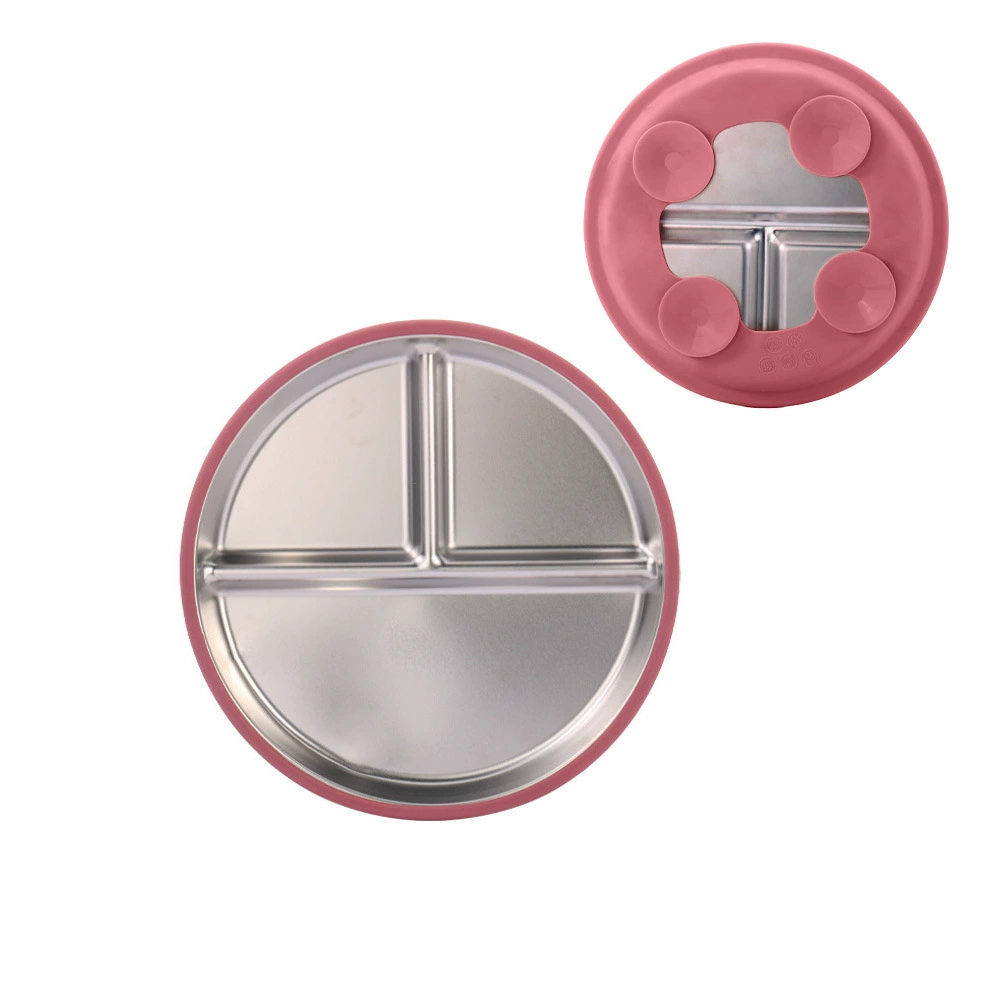 Silicone children's dinner plate stainless steel, tableware, set, diameter 20mm