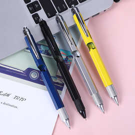 跨境多功能工具笔带灯开瓶器触屏笔水平刻度尺金属圆珠笔九合一