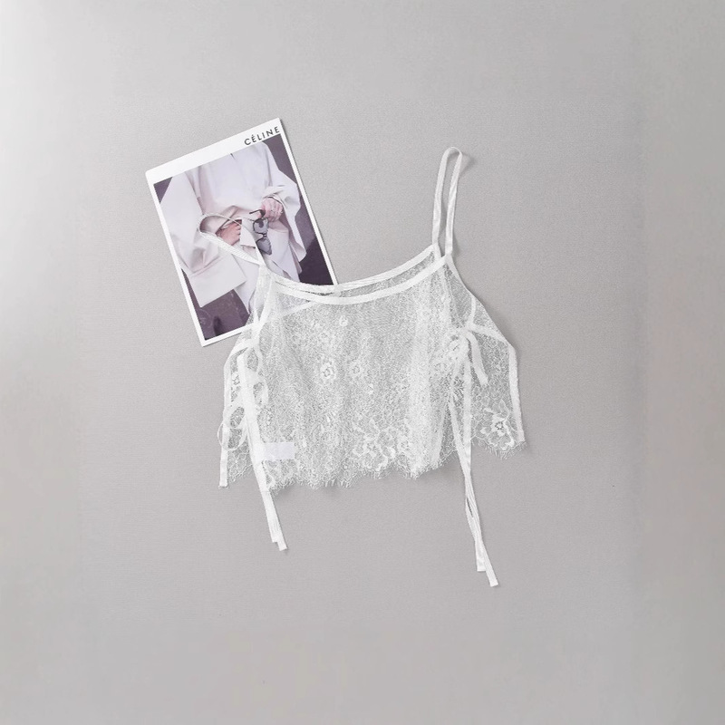 Trendy Korean-Style Atmospheric Lace Layered Camisole Versatile Layering Essential White Sweet Adjustable Small Camisole