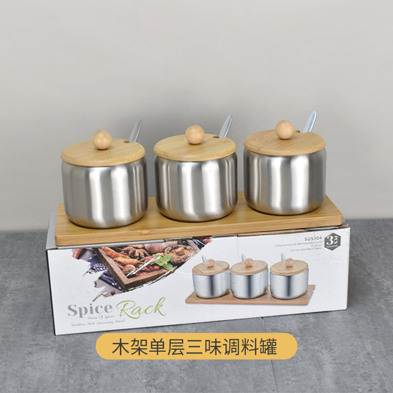 家庭用304食品級韓国式ステンレス調味料缶唐辛子油缶塩缶台所用品調味缶卸売り|undefined