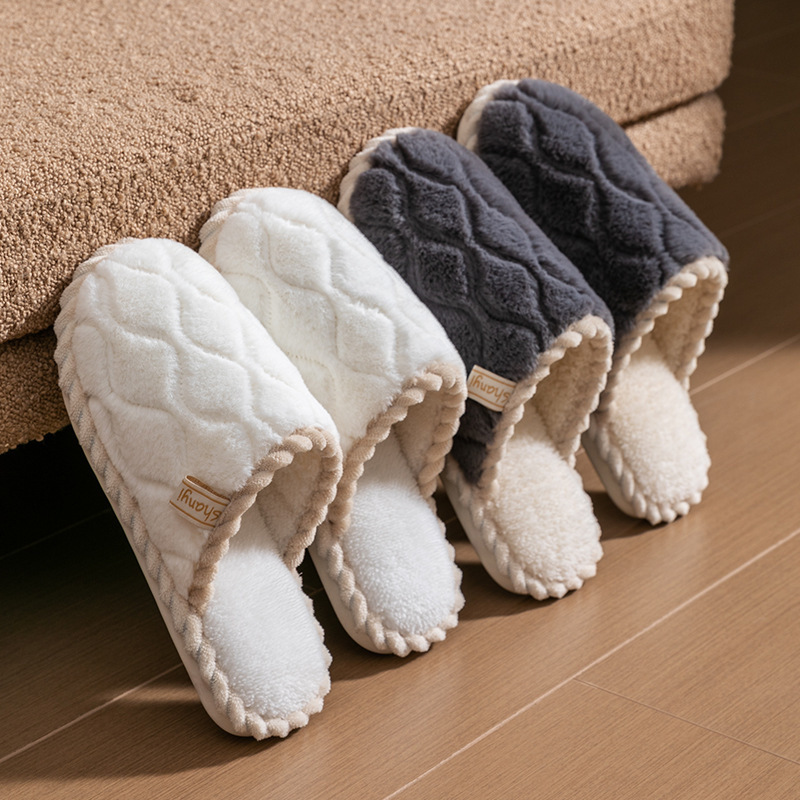 Cotton Slippers for Women Spring and Autumn and Winter Home Indoor Non-slip Home Warm Couple Winter Plush Slippers for Men