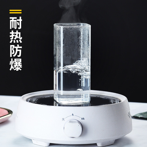 High borosilicate glass cup, transparent flower tea cup, beer whiskey milk juice cup, square cup, glass water cup