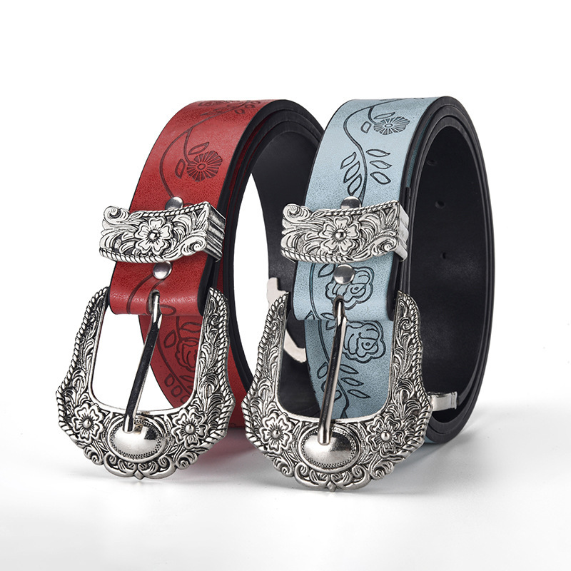 New Leaf Print Lucky Clover Vintage Carved Niche Design Belt Versatile for Jeans and Dresses New Leaf Print Lucky Clover Vintage Carved Niche Design Belt Versatile for Jeans and Dresses