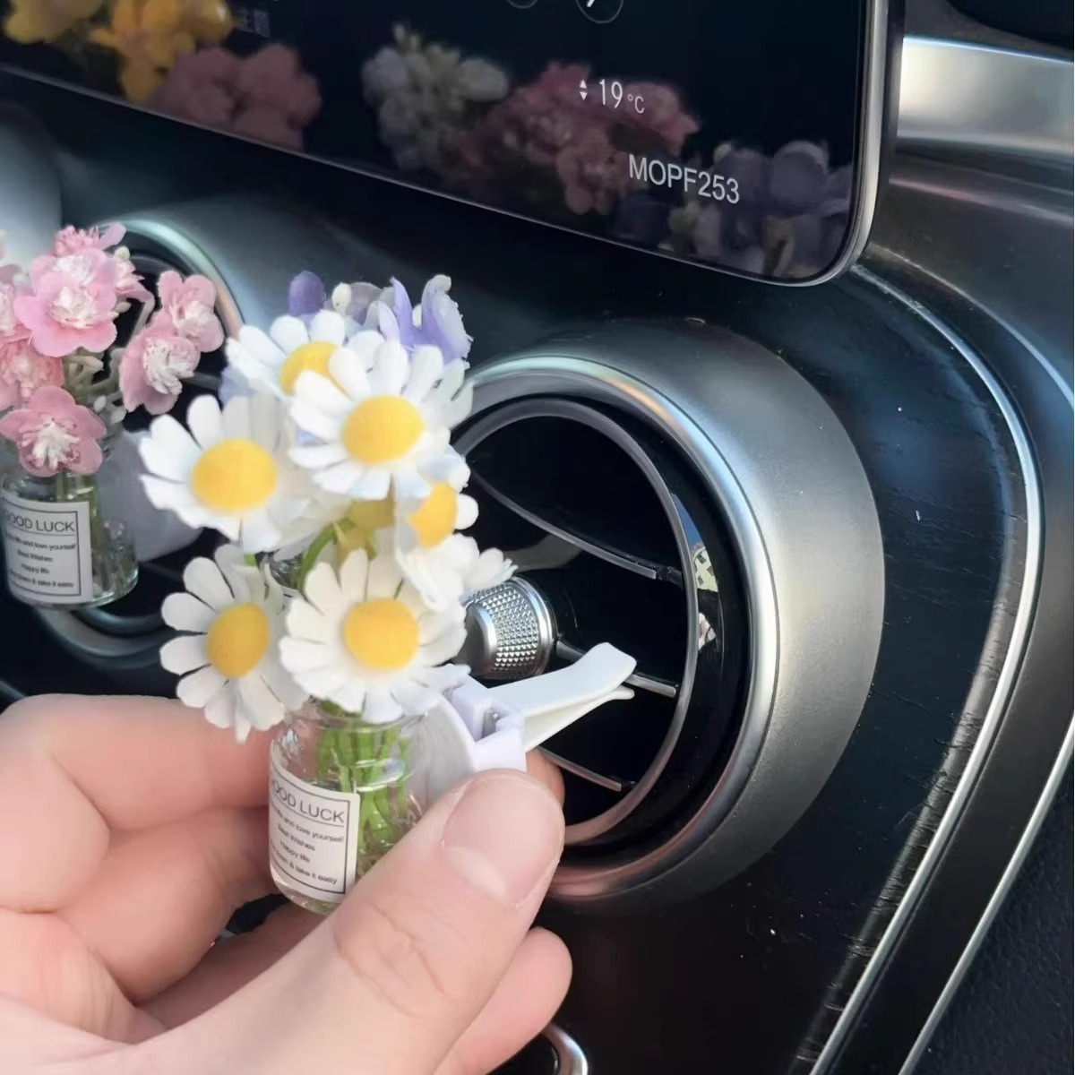 Gypsophila flor, la decoración de la salida de aire del coche, el coche fresco creativo, el aire acondicionado del coche, el clip de aromaterapia, la botella de perfume