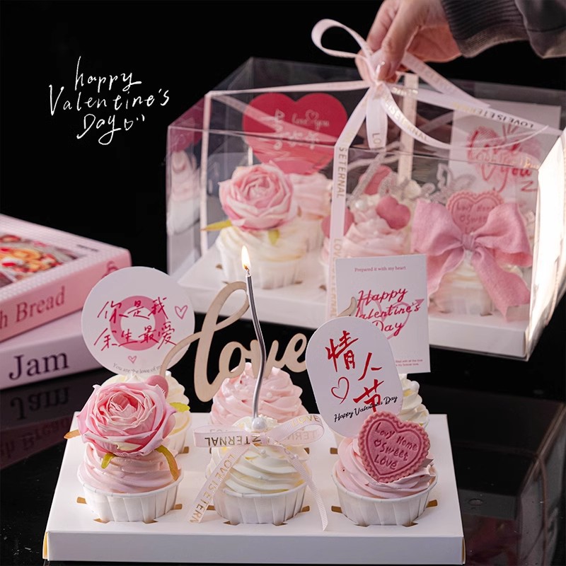 母亲节女神节纸杯蛋糕包装盒6粒装三八女王节马芬杯装饰包装礼盒
