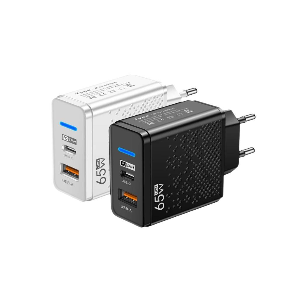 USB + PD cargador de doble puerto con lámpara LED, cabeza de carga rápida, carga de viaje, cabeza de carga de viaje, estándar de EE.UU., estándar de Europa, estándar de Reino Unido