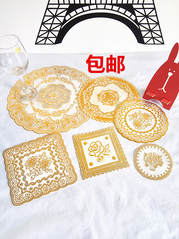 欧式餐垫PVC烫金杯垫西餐垫锅垫碗垫烟缸垫托盘垫隔热垫圆形方形