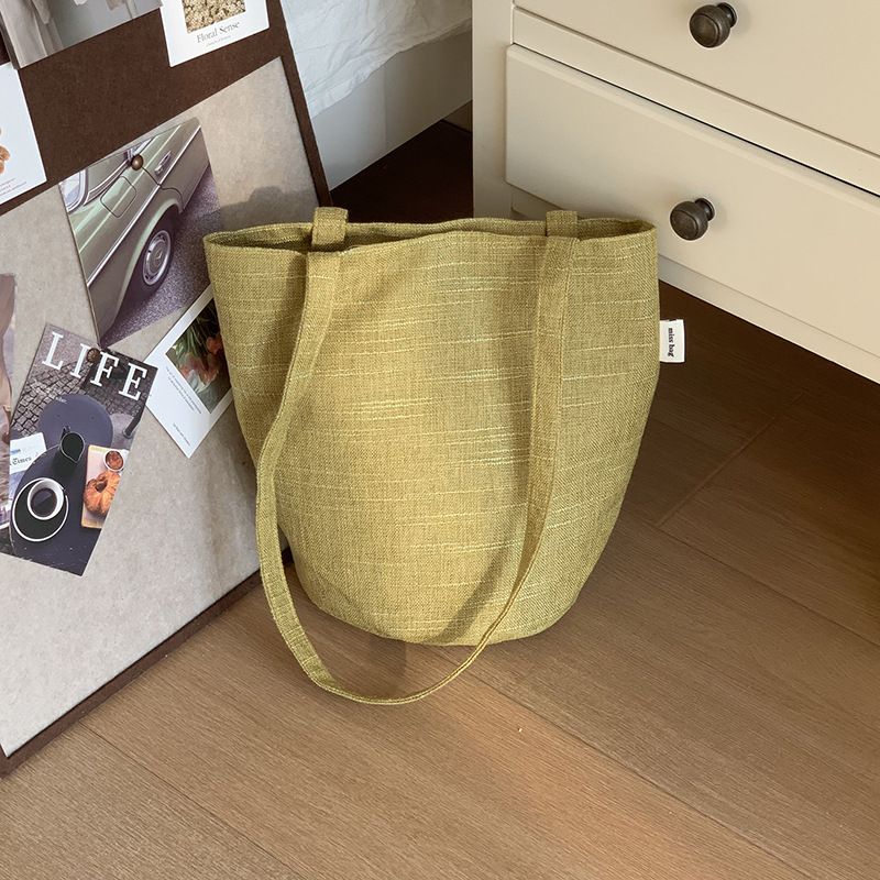 Bolso de mujer nuevo cubo de hombro material de lana versátil textura de ocio bolso de mano de viaje bolsa de tela de gran capacidad mochila