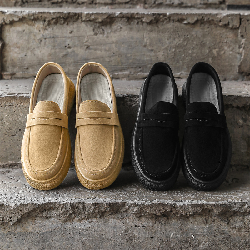 Zapatos Bean para hombres 2024 nuevo otoño de cuero retro con suela blanda zapatos de piel para hombres zapatos de moda casuales de un pie Lefour