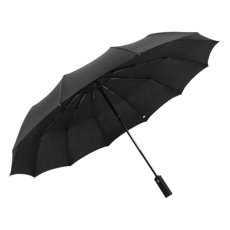 Paraguas automático a prueba de viento de 12 huesos paraguas plegable de color sólido de negocios de los hombres paraguas de publicidad de regalo de impresión