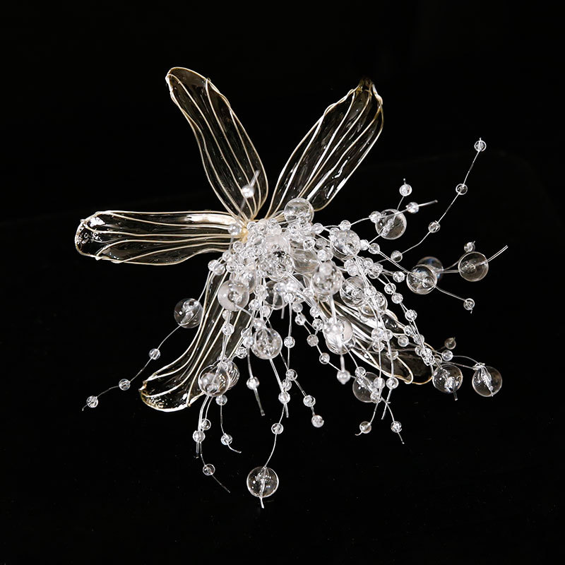 Tocado nupcial estilo coreano nuevo hecho a mano líquido flor cristal horquilla traje Super Hada vestido de novia estilo Accesorios