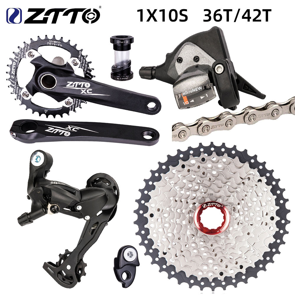 Bandeja de dientes hueca de una sola pieza (36T)_ eje central _ volante de 42T (con gancho de cola de extensión) _ cadena _ puntero