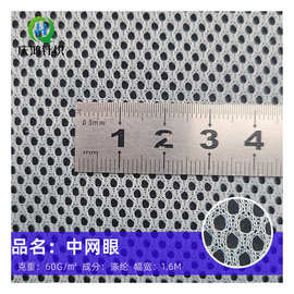 厂家直供全涤纶中网眼装饰箱包鞋面布料手提袋洗衣袋圆孔网眼布