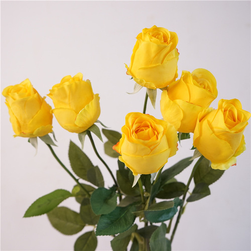 High-quality artificial flower feel moisturizing rose single branch Bulgarian rose home flower arrangement accessories ornaments fake flowers