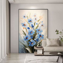 简约过挂画蓝色大芬村油画客厅北欧风道落地画花卉沙发背景墙手绘