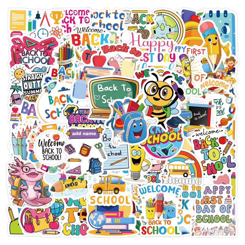 60 Back to School Stickers for Back-To-School Season Decoration, Stationery, Water Cups, Computer Waterproof Stickers