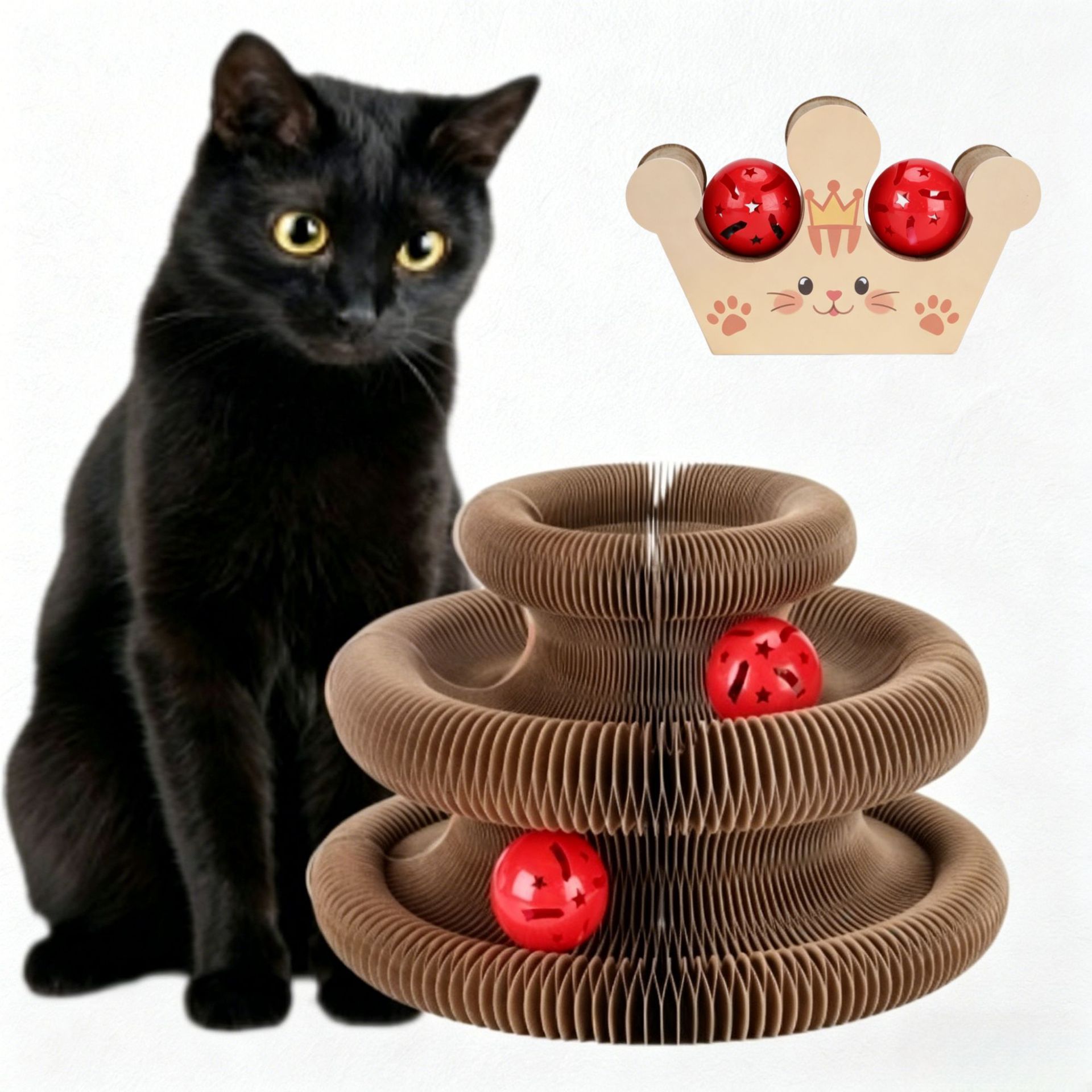 Órgano mágico para gatos agarrar tablero juguete para gatos auto-hi alivio de aburrimiento con campana papel corrugado resistente al agarramiento plegable juguete para gatos