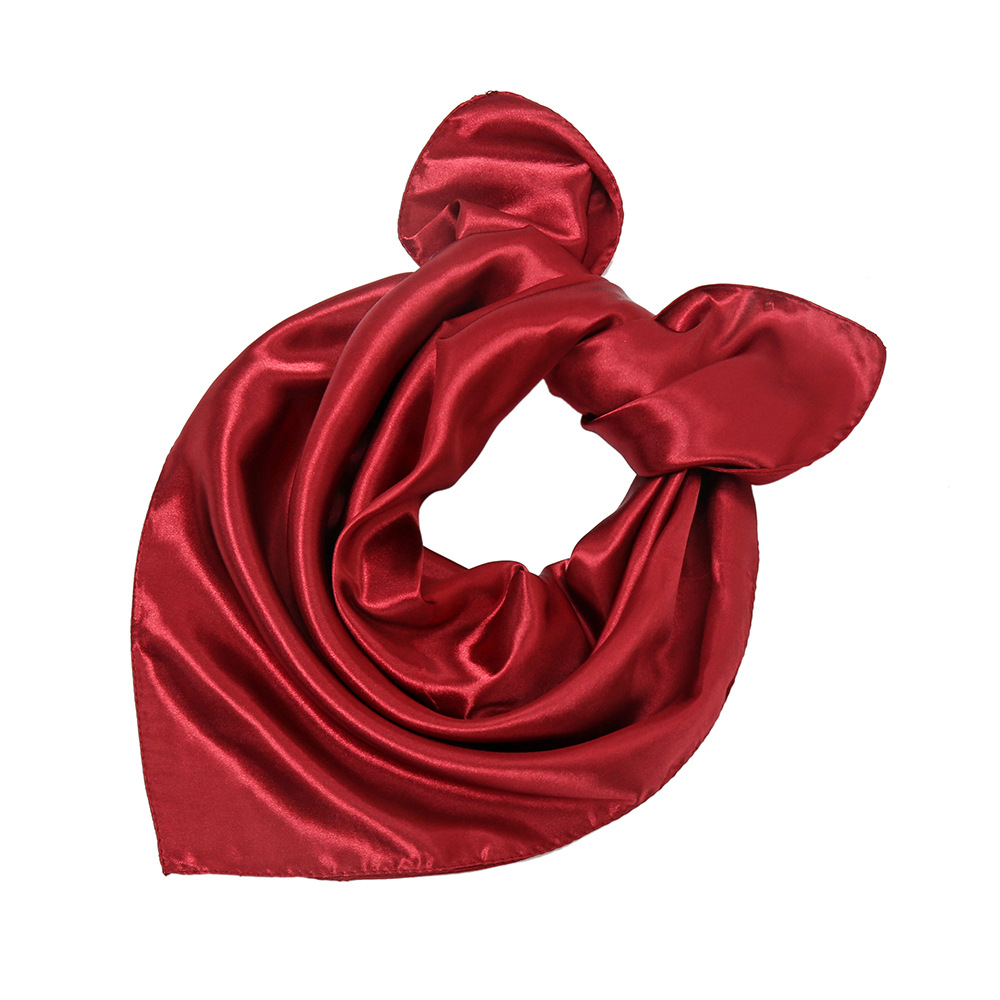 Women's Fashion Solid Color Satin Sewing Silk Scarves display picture 19