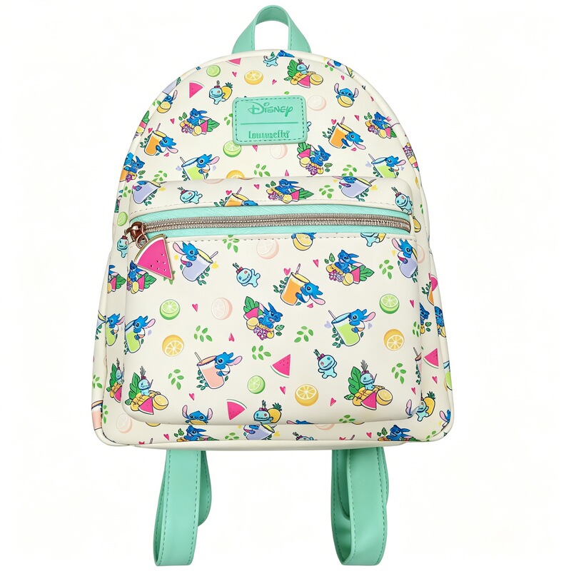 Disney Stitch Co-Branded Mini Backpack Pu Printed Student School Bag Cartoon Printed Casual Bag Customized