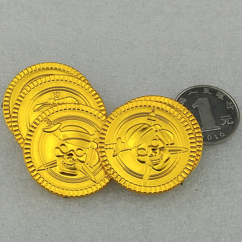100 Pirate Gold Coins Plastic Coin Prop Children's Game Coins Party Promotion Decorations Toys Accessories