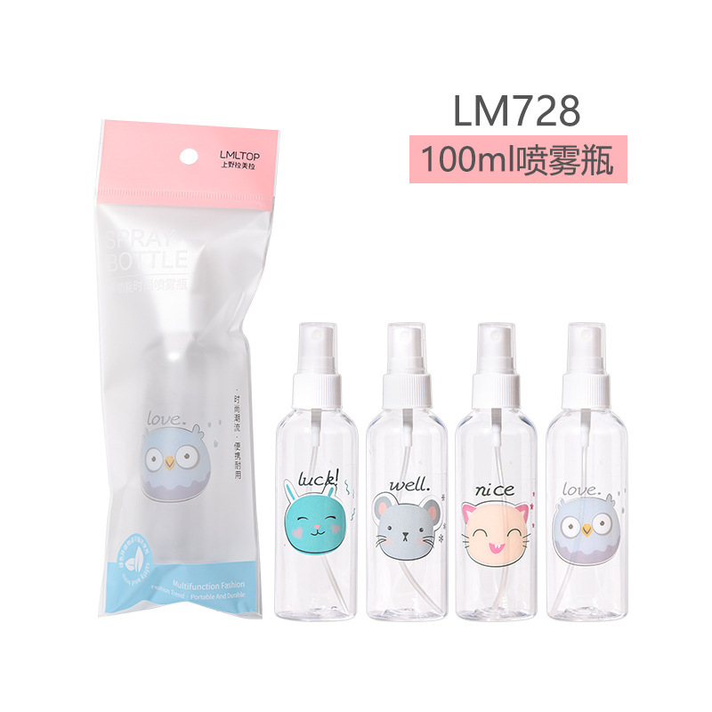 Ramila botella de spray de dibujos animados paquete único 100mL cosmético sub-botella de spray botella vacía al por mayor LM726