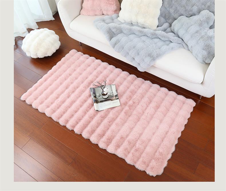 Cream Style Carpet, Bedroom Bedside Blanket, Imitation Rabbit Fur, New Balcony Living Room Coffee Table Mat, Thickened Full-Cover High-End Light Luxury