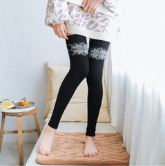 New autumn and winter rabbit wool knee-high stockings, braided high boots, women's snowflake leg guards, pile socks 