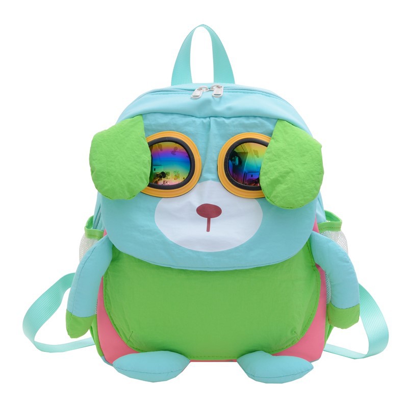 Jardín de infantes mochila infantil de clase pequeña y media, dibujos animados lindos gafas, mochila para perros de gran capacidad, mochila para niños, moda