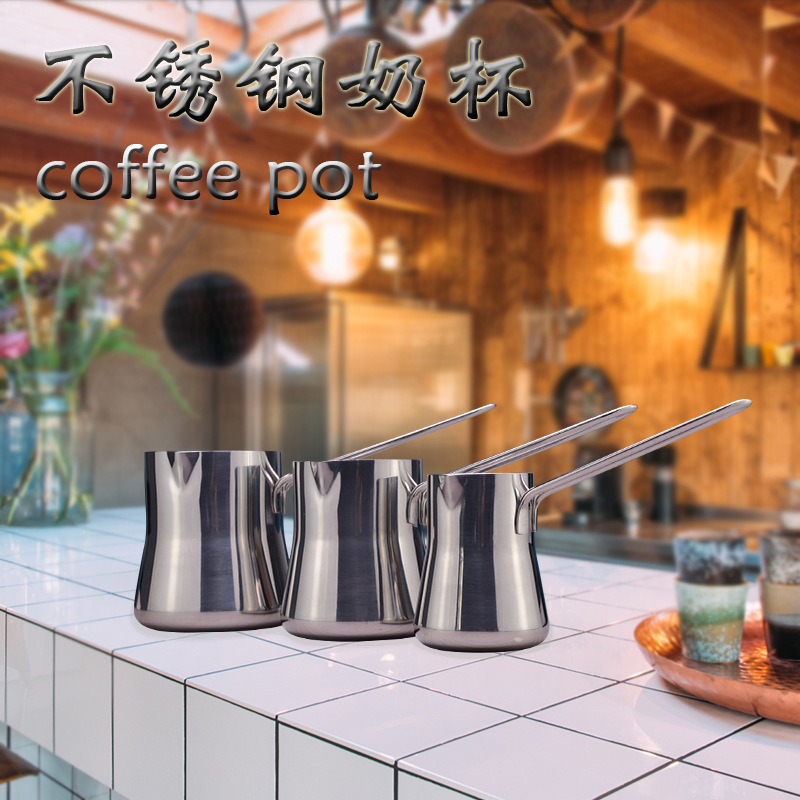Cross-border Turkey Coffee Pot Stainless Steel Hot Milk Cup Pot Thickened Household Long Handle Steel Handle Milk Cup Milk Pot Nozzle Cross-border Turkey Coffee Pot Stainless Steel Hot Milk Cup Pot Thickened Household Long Handle Steel Handle Milk Cup Milk Pot Nozzle