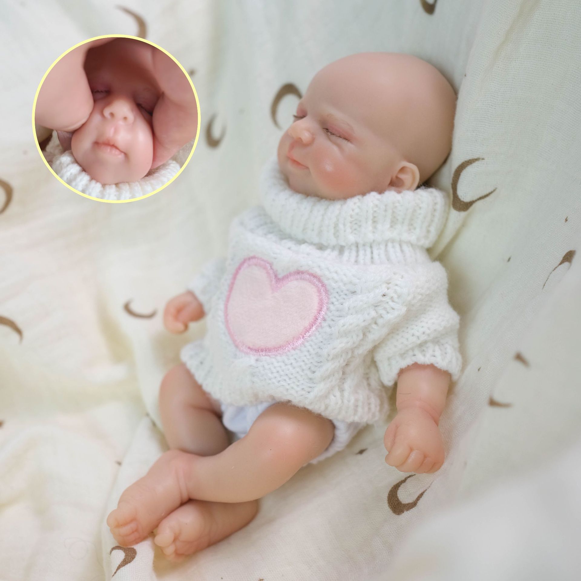 8 pulgadas polvo de suéter blanco amor parche de silicona sólida muñeca de simulación para niños Navidad sólida silicona