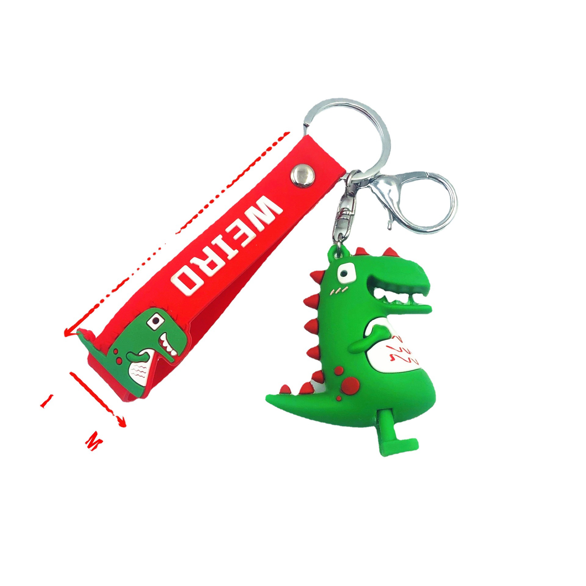Popular transfronteriza PVC dinosaurio llavero colgante traje bolsa ropa adornos práctico pequeño regalo logotipo imprimible