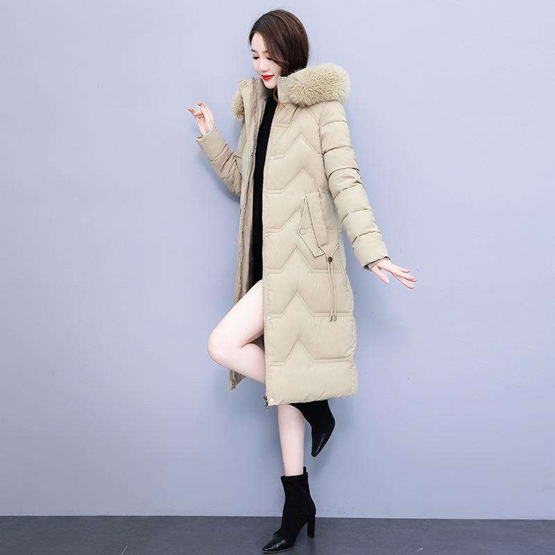 Down cotton-padded jacket women's new winter long knee-length thick cotton-padded jacket Korean-style slim-fit slimming cotton-padded jacket