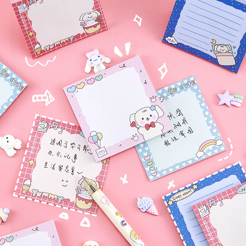 Милый мультфильм девушка записная книга Непослушная собака липкие сильные студенты с липкими заметками Примечание сообщение nth паста оптом