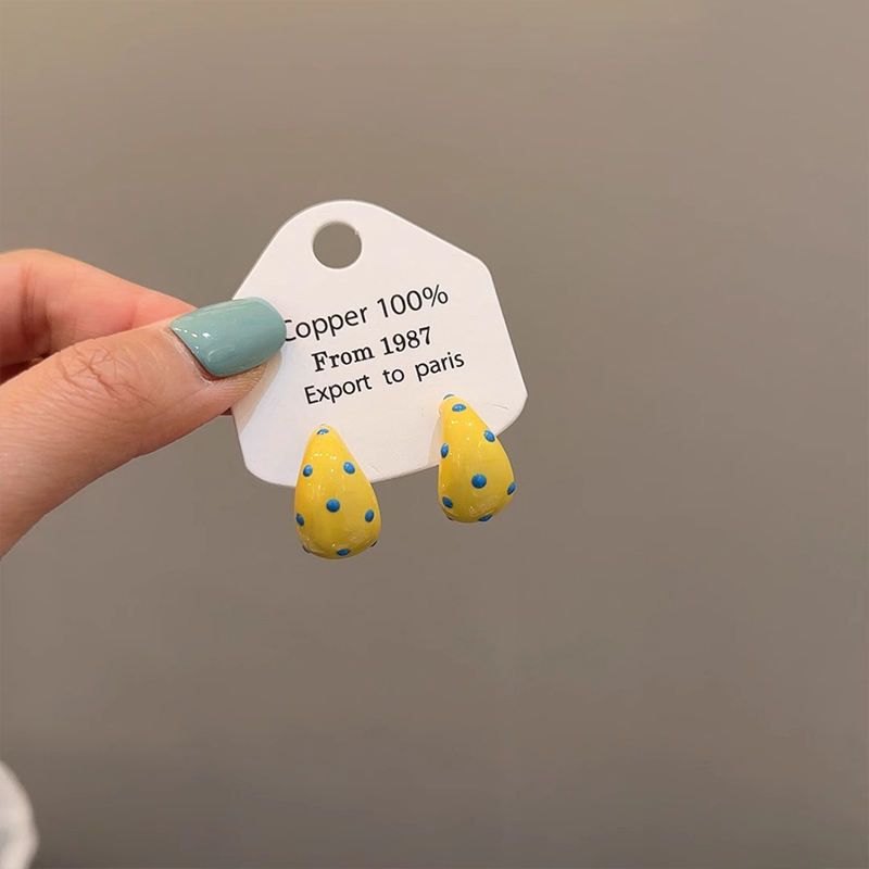 2025 New Style Small Fresh Yellow Drip Glaze Polka Dot Earrings Silver Needle Retro Elegant Accessible Luxury Earrings Earrings 2025 New Style Small Fresh Yellow Drip Glaze Polka Dot Earrings Silver Needle Retro Elegant Accessible Luxury Earrings Earrings