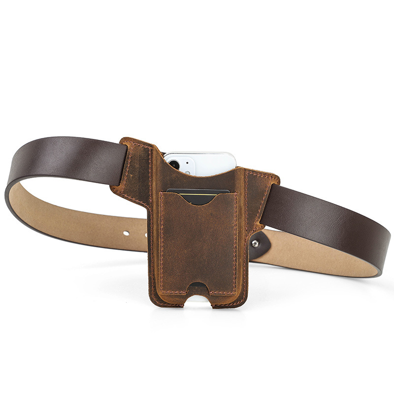 Suitable for iPhone Se3 protective case Crazy Horse Skin Apple Mini 5.4 Wearing Belt Phone Leather Case_voghion.com