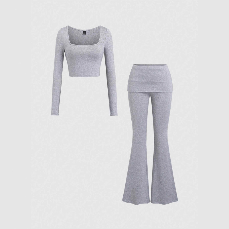 High-Waisted Slimming Low-Rise Draped Gray Yoga Sweatpants for Women, Fall 2025, Petite High-Waisted Slimming Low-Rise Draped Gray Yoga Sweatpants for Women, Fall 2025, Petite