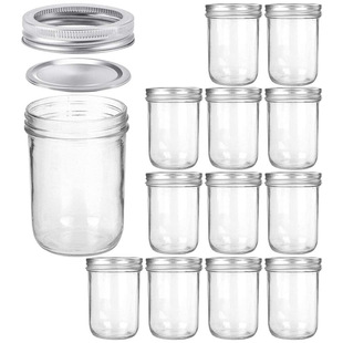 Glass Bottle 16oz Glossy Glass Bottle Jam Wide Mouth Sealed Jar Amazon Oatmeal Cup Mason Jar