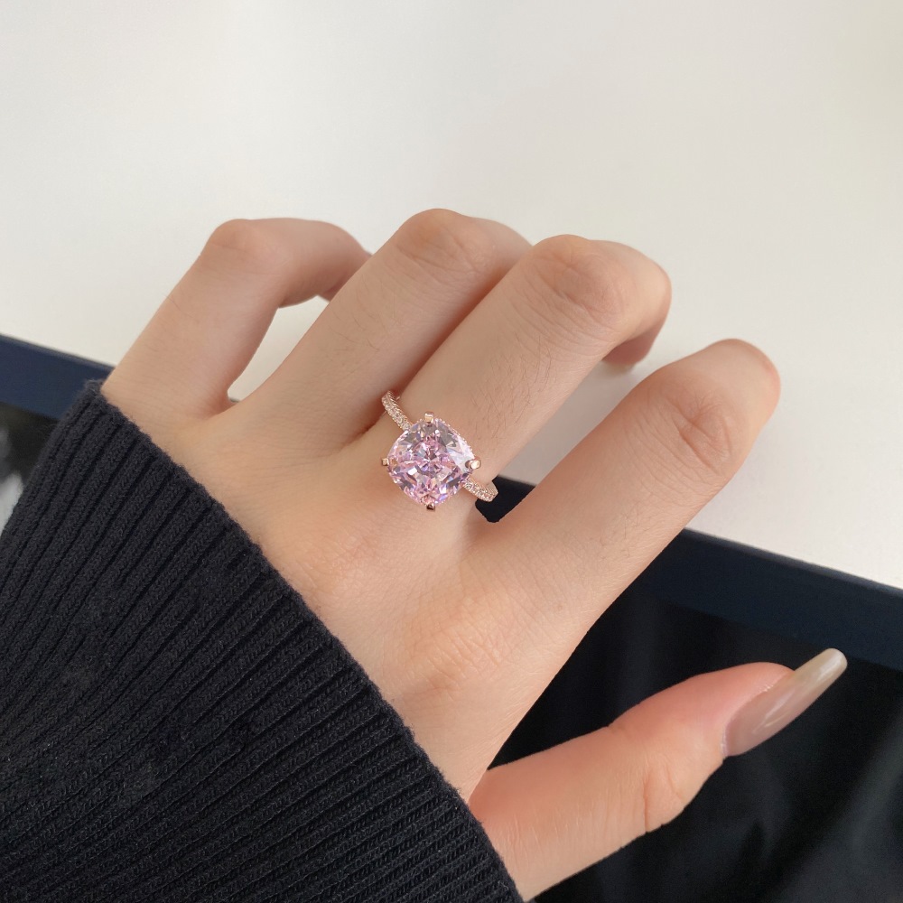 5, 9 Ring Size 925 Sterling Silver Zircon U Shape Leaf Water Droplets Rings
