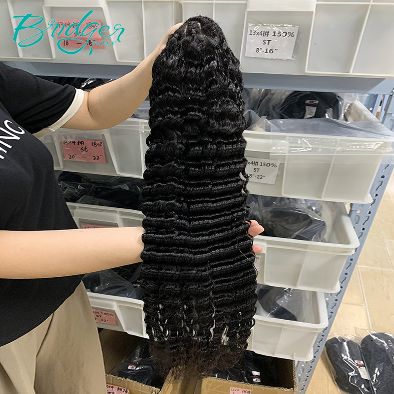 13*4full lace fronta splicing head braid deep real hair Human Hair Wig_voghion.com