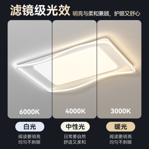 LED living room lamp modern simple ceiling lamp atmospheric full spectrum bedroom lamp 2024 new whole house package combination