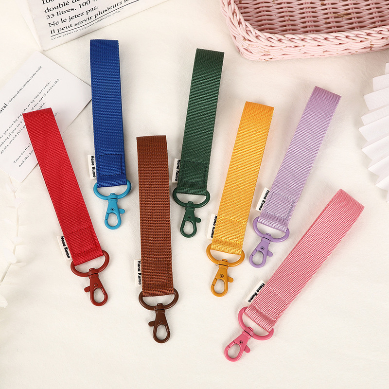 New Korean Woven Ribbon Solid Color DIY Keychain Accessories Bag Pendant Ins Style Name Embroidery Cloth Strip Wholesale